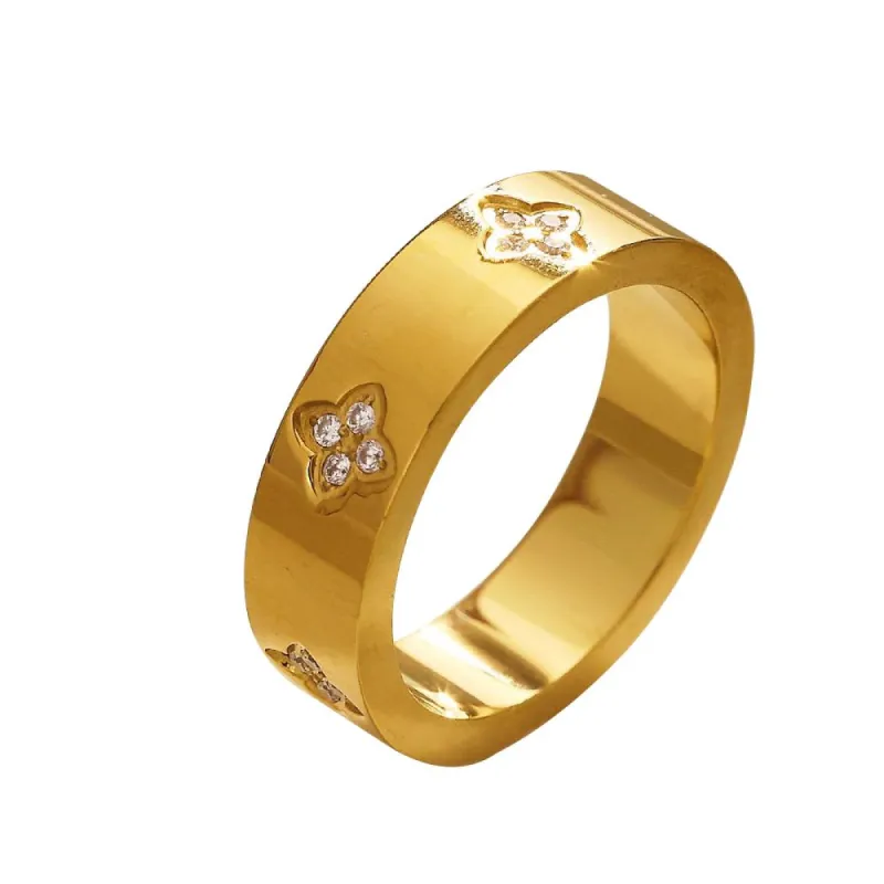 Avana Luxe 18k Gold Plated Clover Ring sold by Luxe Tones