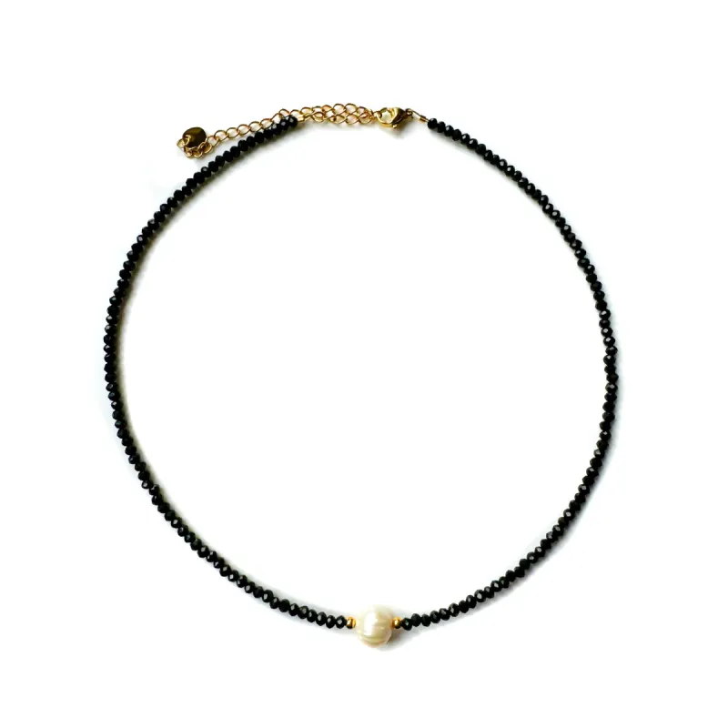 Kinzie Luxe Black Beaded Statement Pearl Necklace sold by Luxe Tones