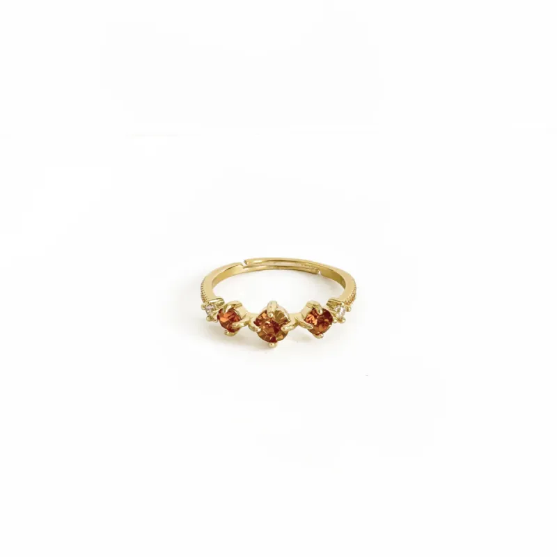Clara Cognac Multi Stone Gold Tone Ring sold by Luxe Tones