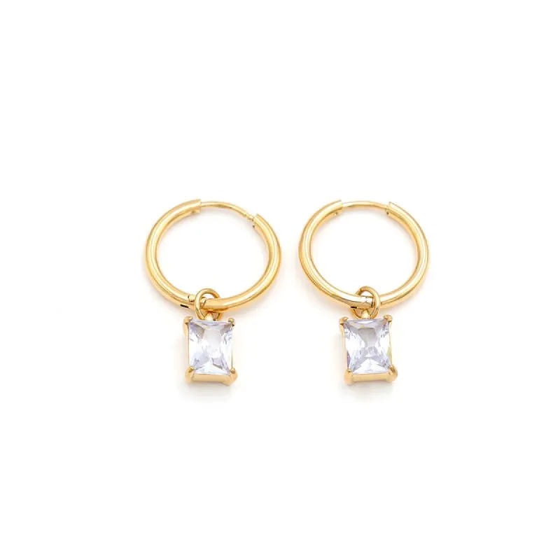 Senna Luxe 18k Gold Plated Jewel Charm Hoop Earrings sold by Luxe Tones