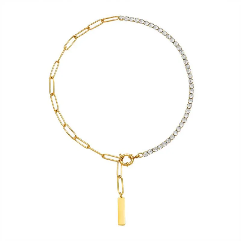 Vivian Luxe 18k Gold Plated Half Tennis Necklace sold by Luxe Tones