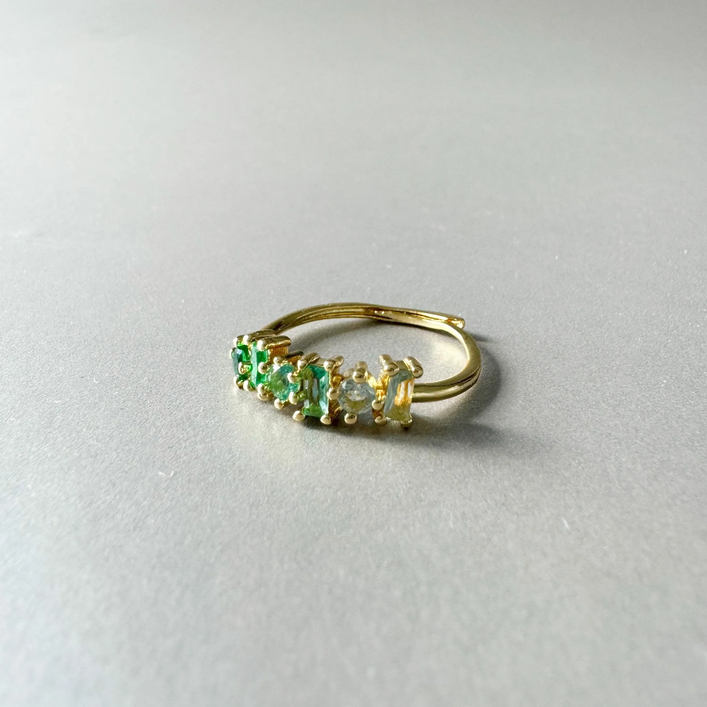 Eden Luxe 18k Gold Plated Green Multi Jewelled Ring sold by Luxe Tones product image thumbnail 2