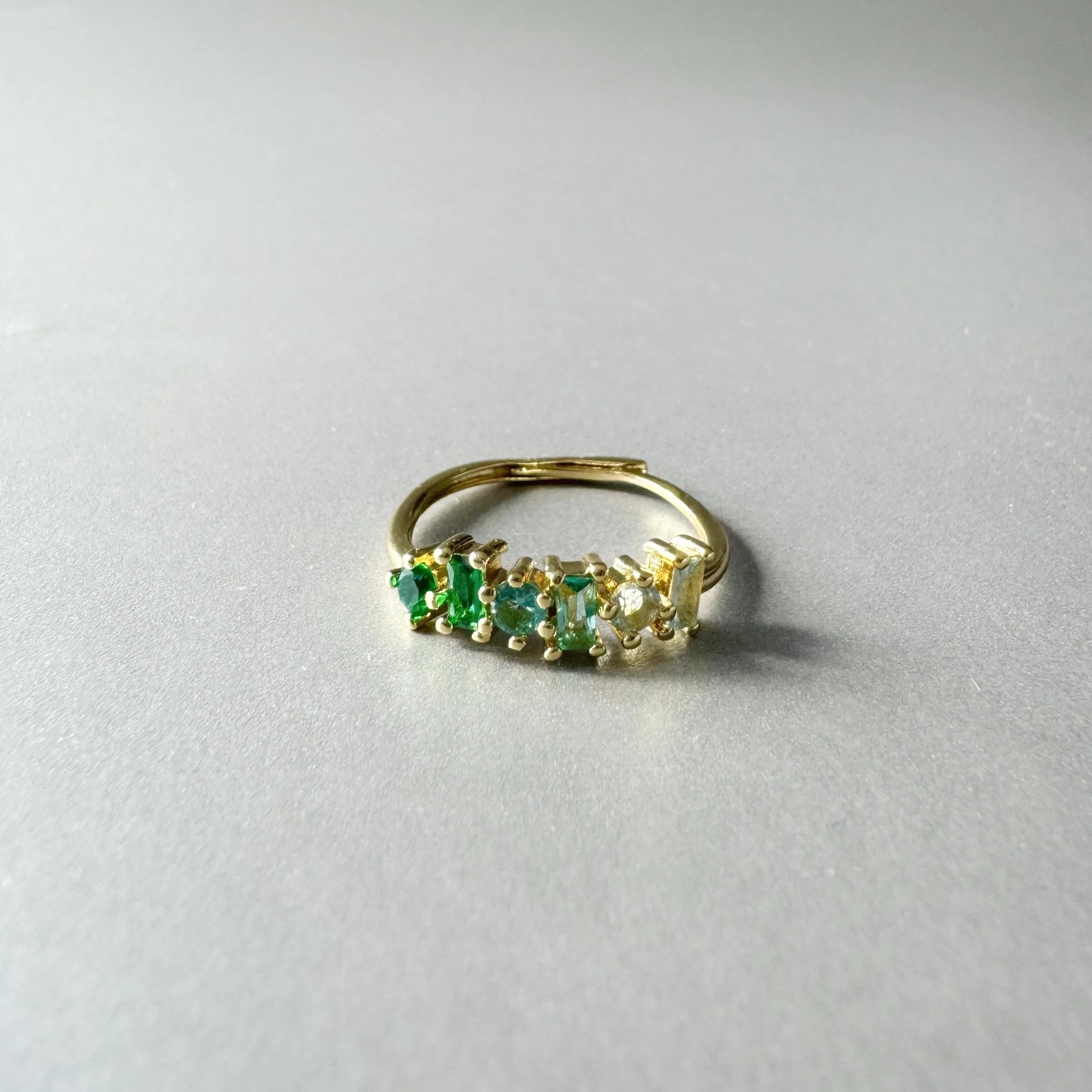 Eden Luxe 18k Gold Plated Green Multi Jewelled Ring sold by Luxe Tones product image thumbnail 3