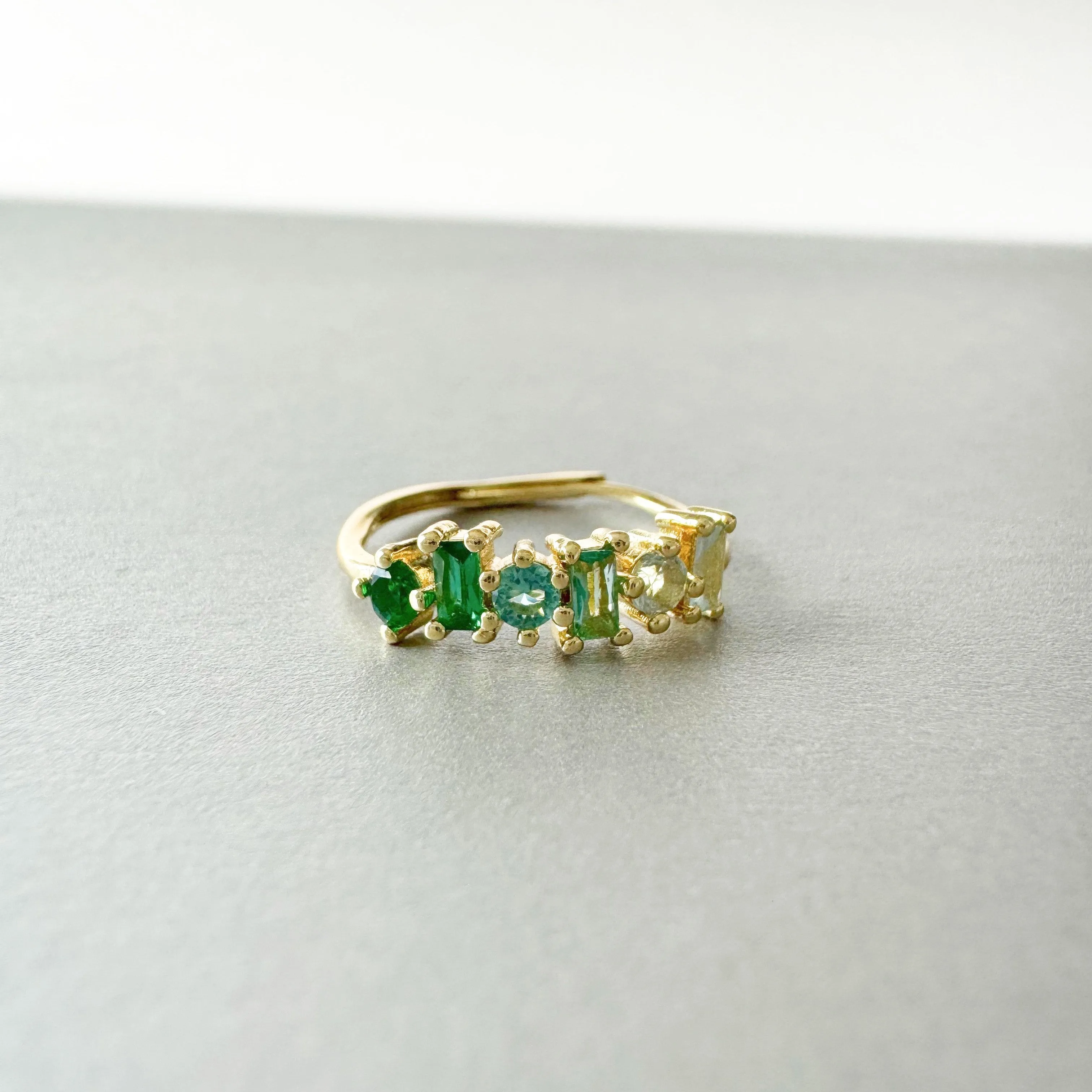 Eden Luxe 18k Gold Plated Green Multi Jewelled Ring sold by Luxe Tones