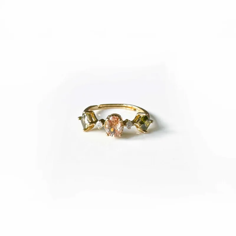 Maggie Peach And Green Gemstone Ring made by Luxe Tones