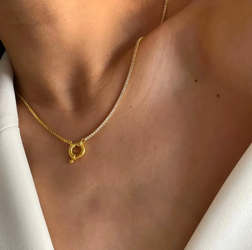 Claudine Luxe 18k Gold Plated Minimalist Gold Ring Necklace sold by Luxe Tones