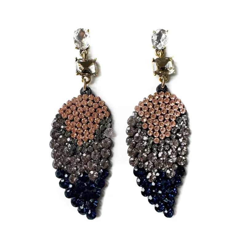 Mari Ombre Beaded Statement Feather Earrings sold by Luxe Tones