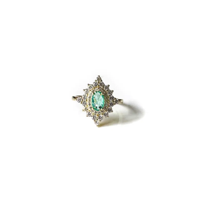 Florence Azure Stone Vintage Style Adjustable Ring sold by Luxe Tones