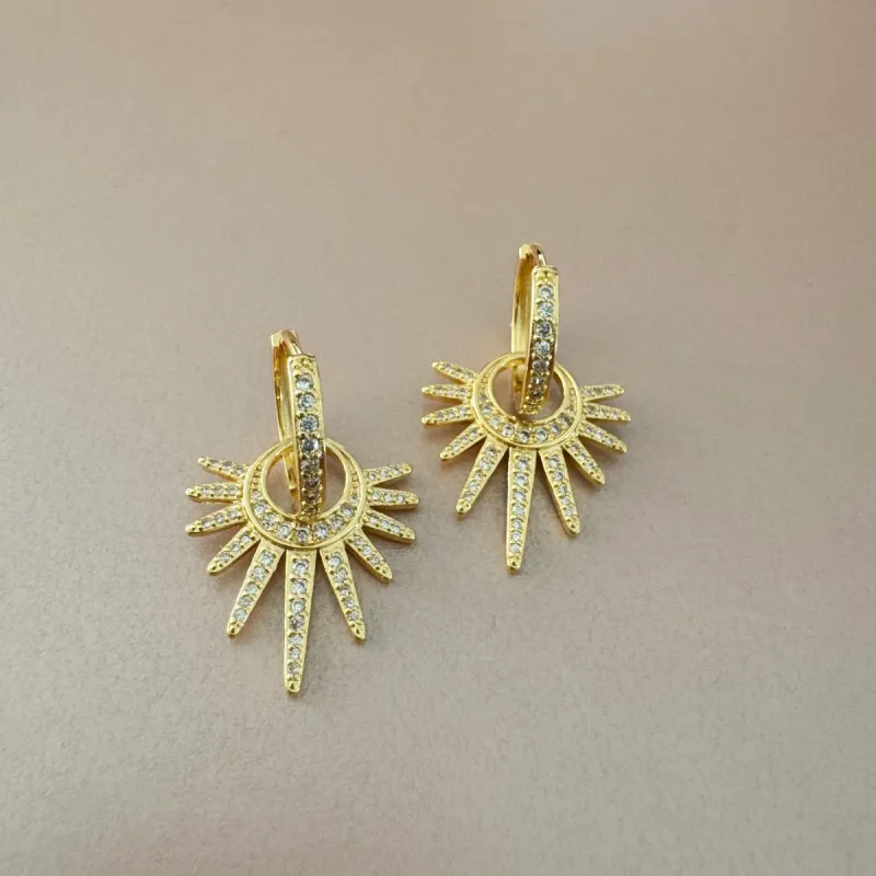 Nola Sunburst Charm Jewel Hoop Earring sold by Luxe Tones