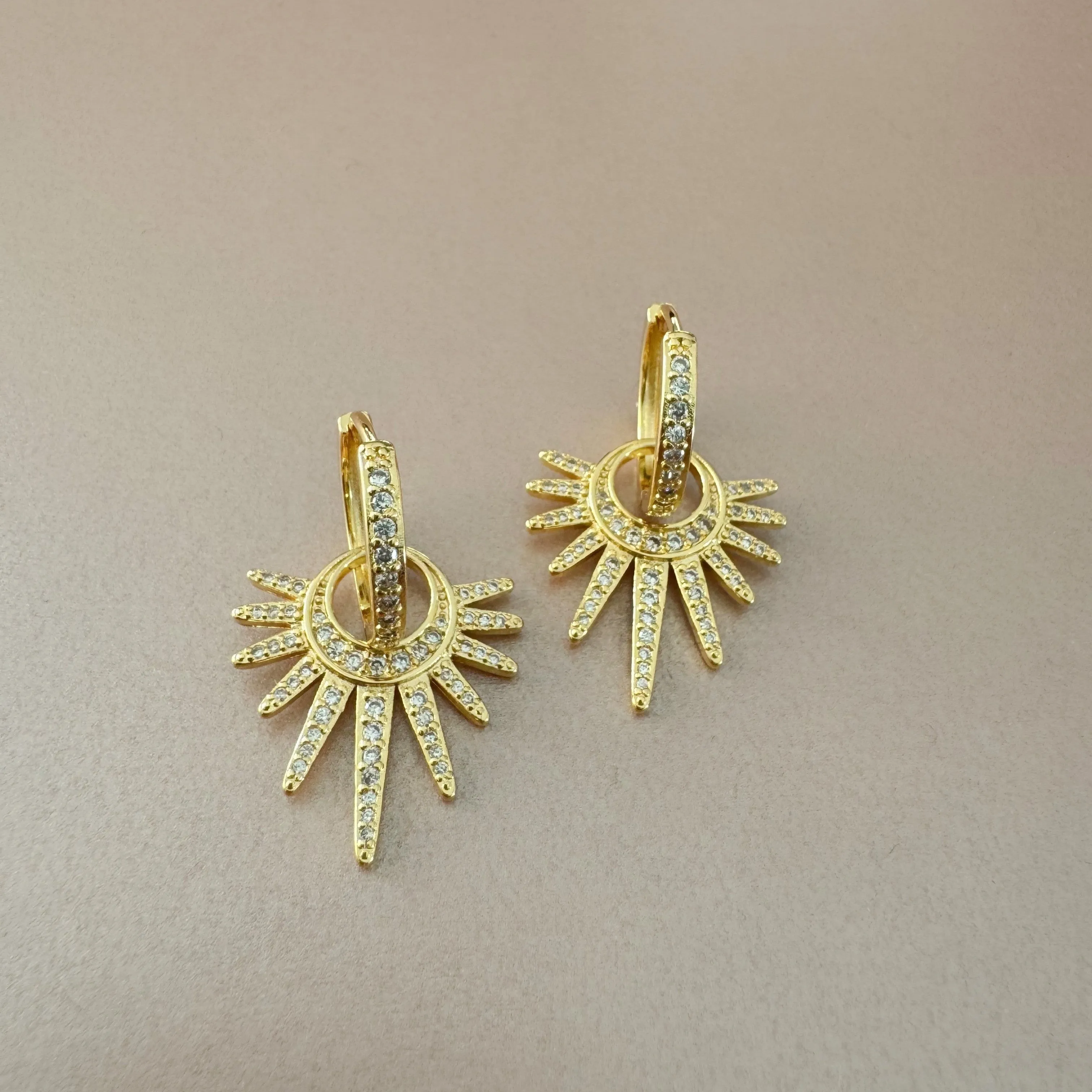 Nola Sunburst Charm Jewel Hoop Earring sold by Luxe Tones