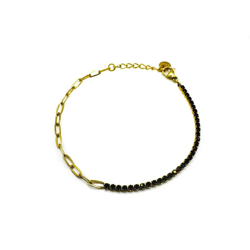 Milani Luxe 18k Gold Plated Bracelet With Black Crystal Detailing sold by Luxe Tones