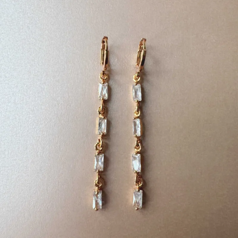Gina Gold Crystal Drop Earrings sold by Luxe Tones