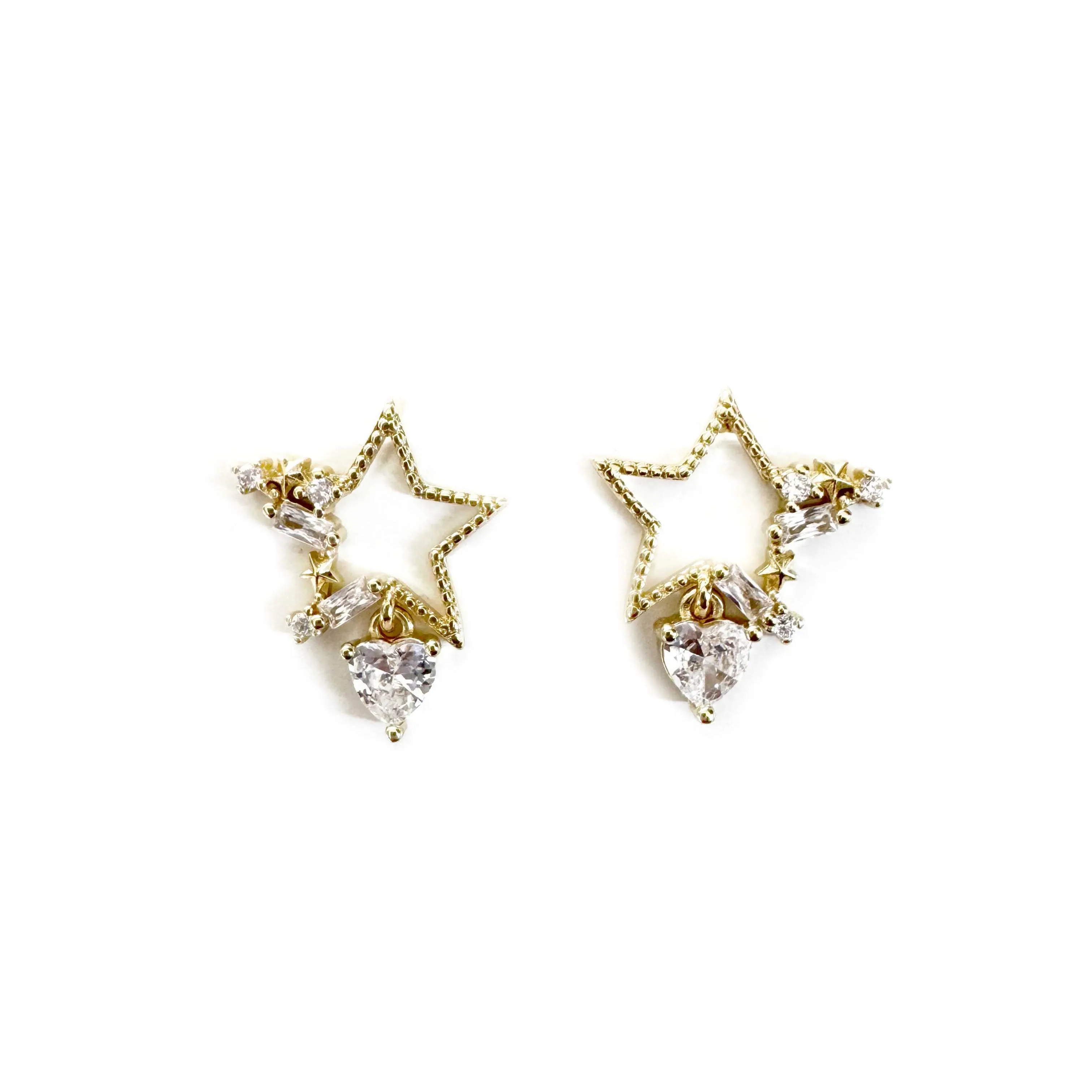 Stellina Hollow Jewelled Star Earrings sold by Luxe Tones