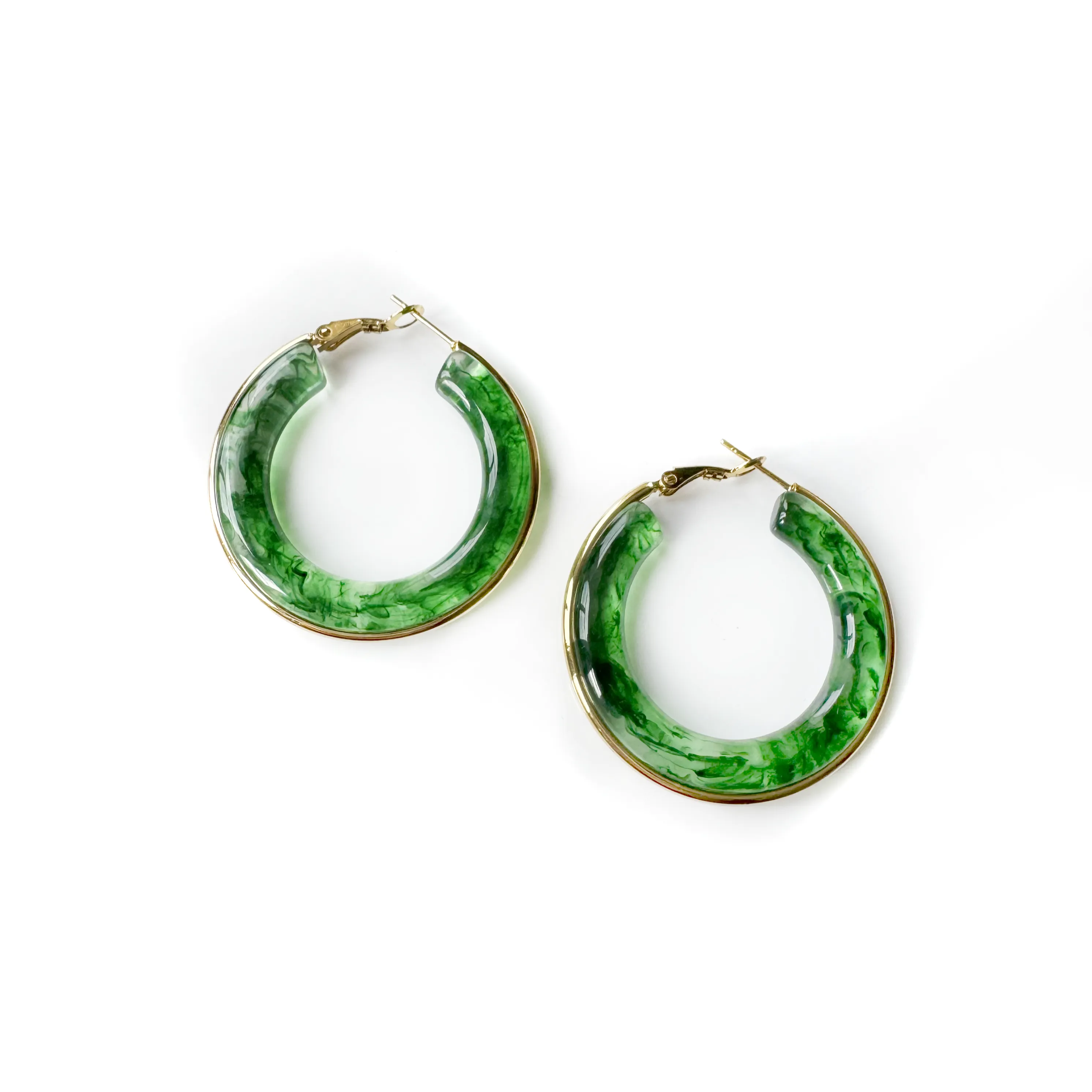 Oreilia Green Semi Transparent Hoop Earrings sold by Luxe Tones product image thumbnail 3