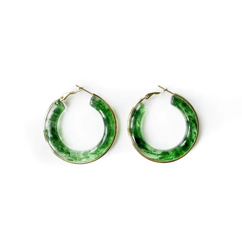 Oreilia Green Semi Transparent Hoop Earrings sold by Luxe Tones