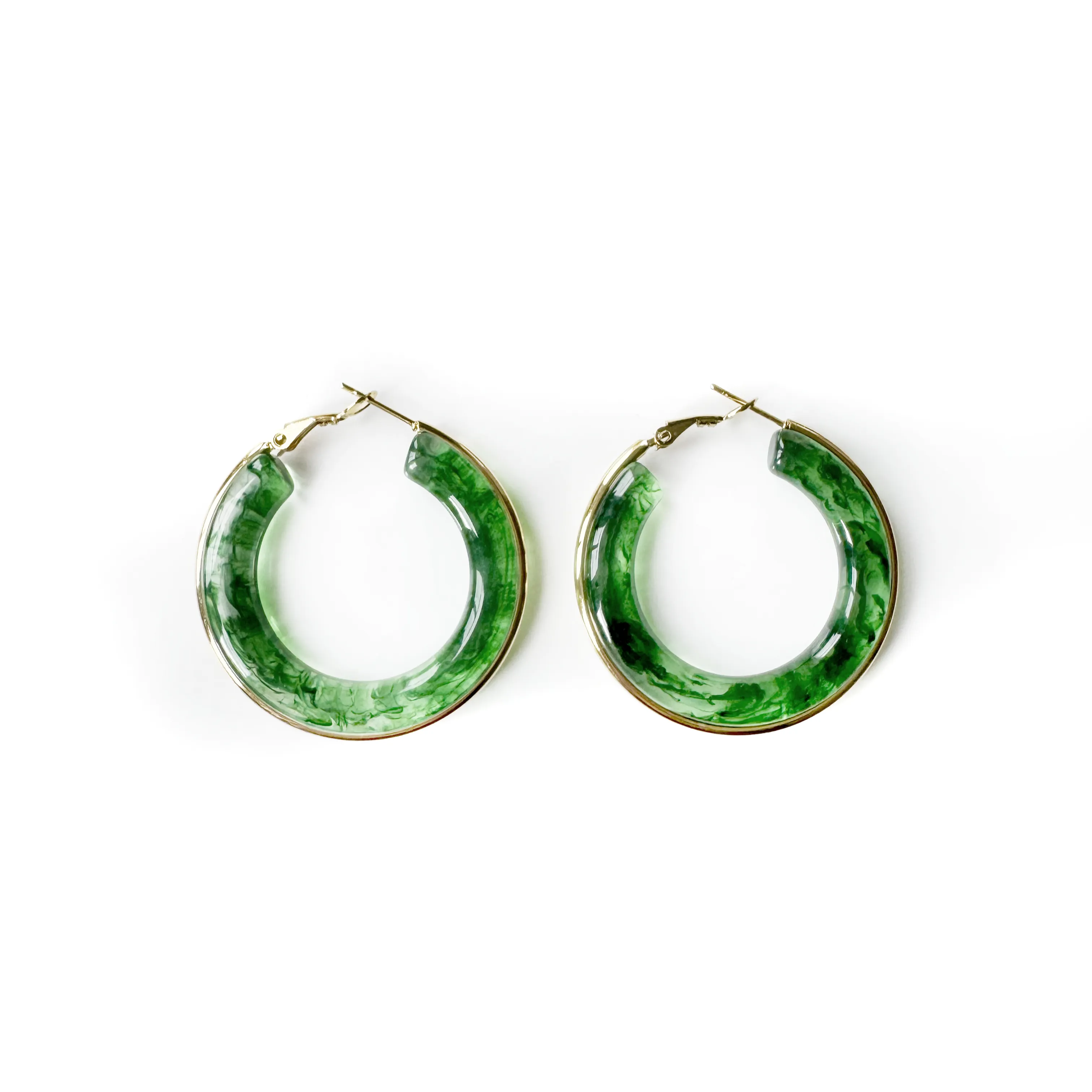 Oreilia Green Semi Transparent Hoop Earrings sold by Luxe Tones