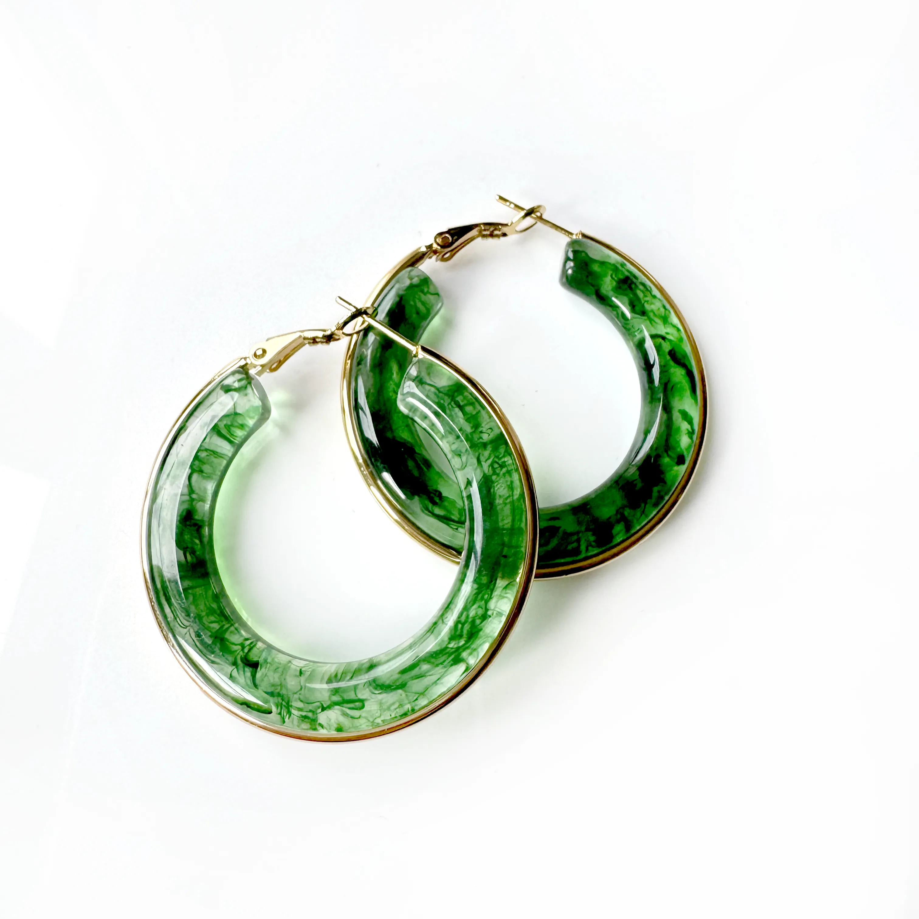 Oreilia Green Semi Transparent Hoop Earrings sold by Luxe Tones product image thumbnail 2
