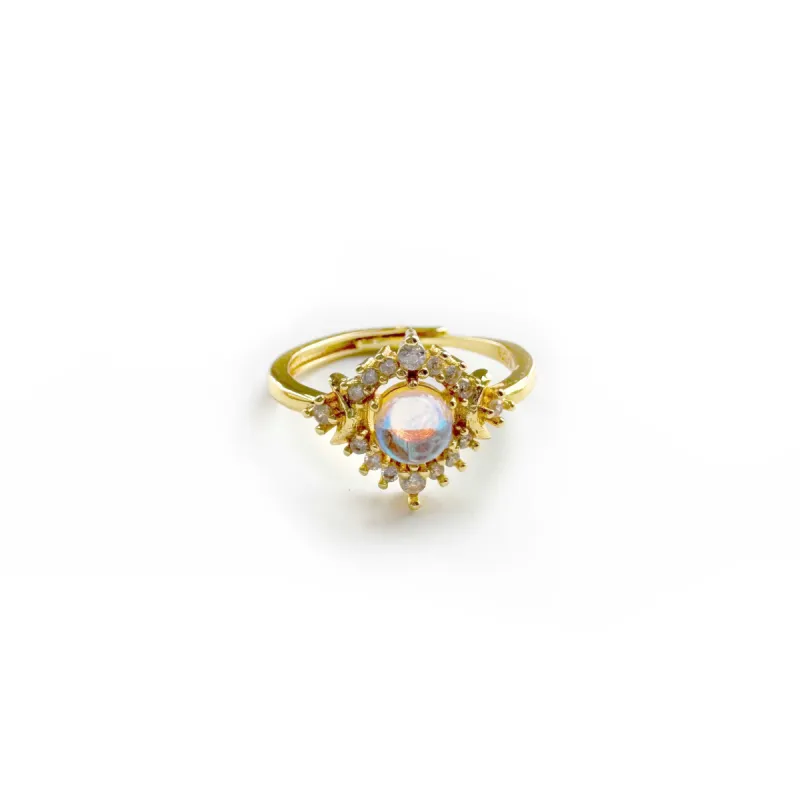 Selene Gold Crescent Moon Adjustable Ring sold by Luxe Tones