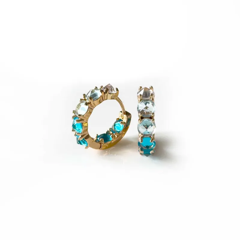 Arabella Aqua Jewel Hoop Earrings sold by Luxe Tones