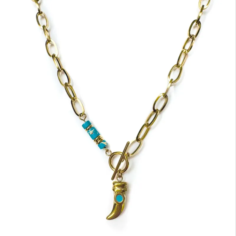 Kiana 18k Gold Plated T Bar Pedant Necklace sold by Luxe Tones