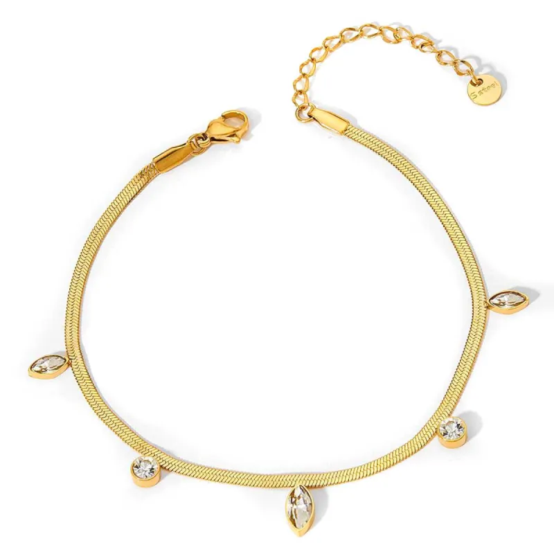 Nala Luxe 18k Gold Plated Jewelled Ankle Chain sold by Luxe Tones