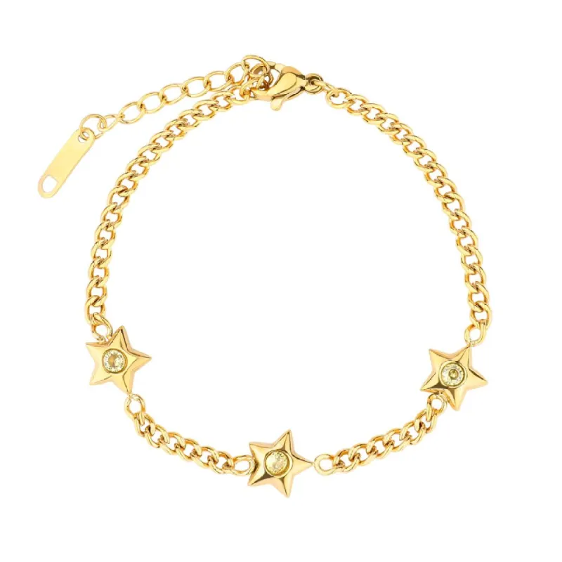 Stevie Luxe 18k Gold Plated Star Charm Bracelet sold by Luxe Tones