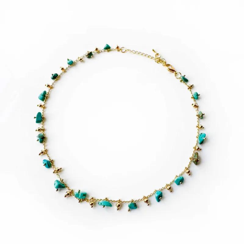 Sirana Green and Turquoise Beaded Choker Necklace sold by Luxe Tones