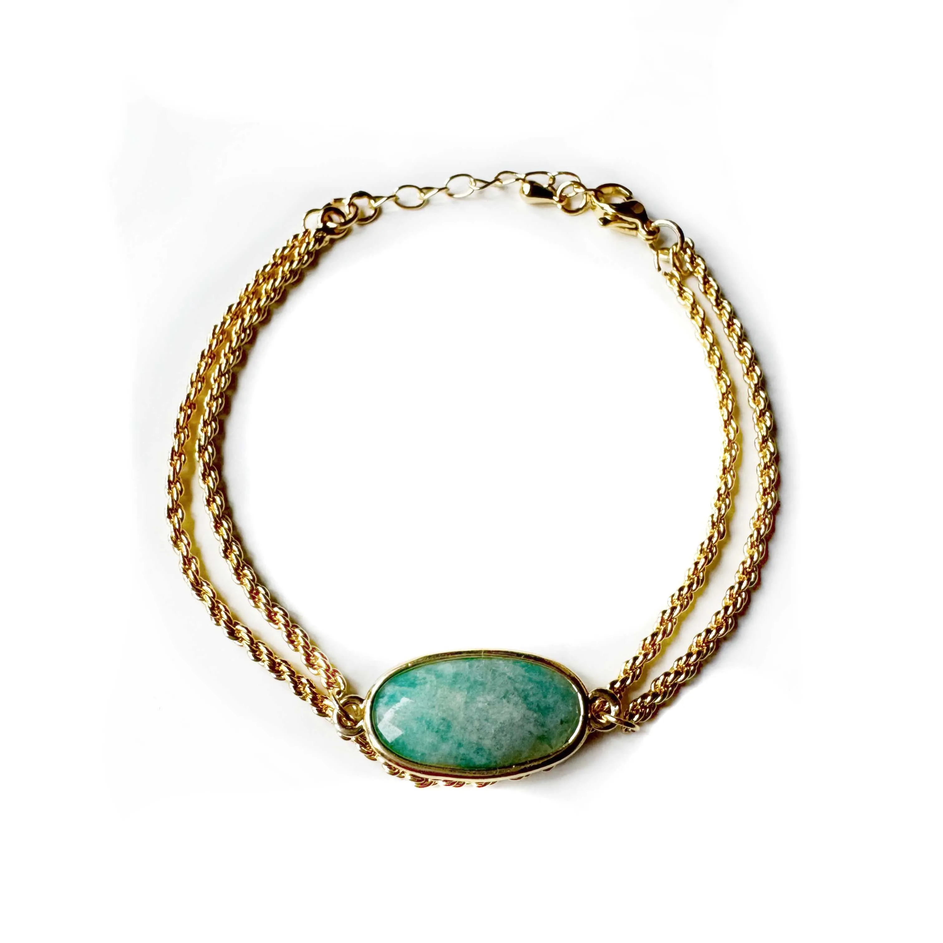 Roxy Luxe 18k Gold Plated Amazonite Crystal Bracelet sold by Luxe Tones