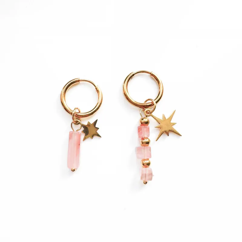 Joie Blush Celestial Mismatch Hoop Earrings sold by Luxe Tones