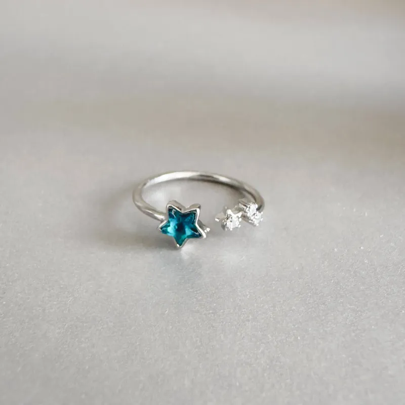Izzy Blue Star Celestial Open Ring sold by Luxe Tones