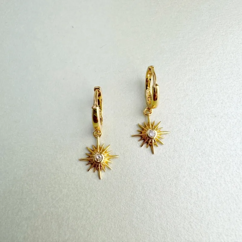 Suneeya Sunburst Charm Huggie Earrings sold by Luxe Tones