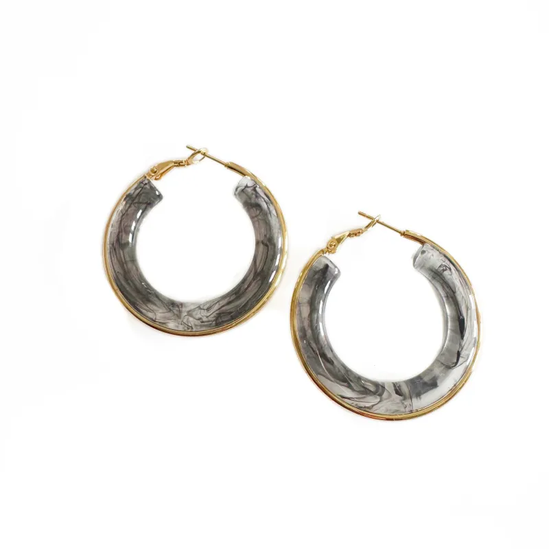 Oreilia Grey Semi Transparent Hoop Earrings sold by Luxe Tones