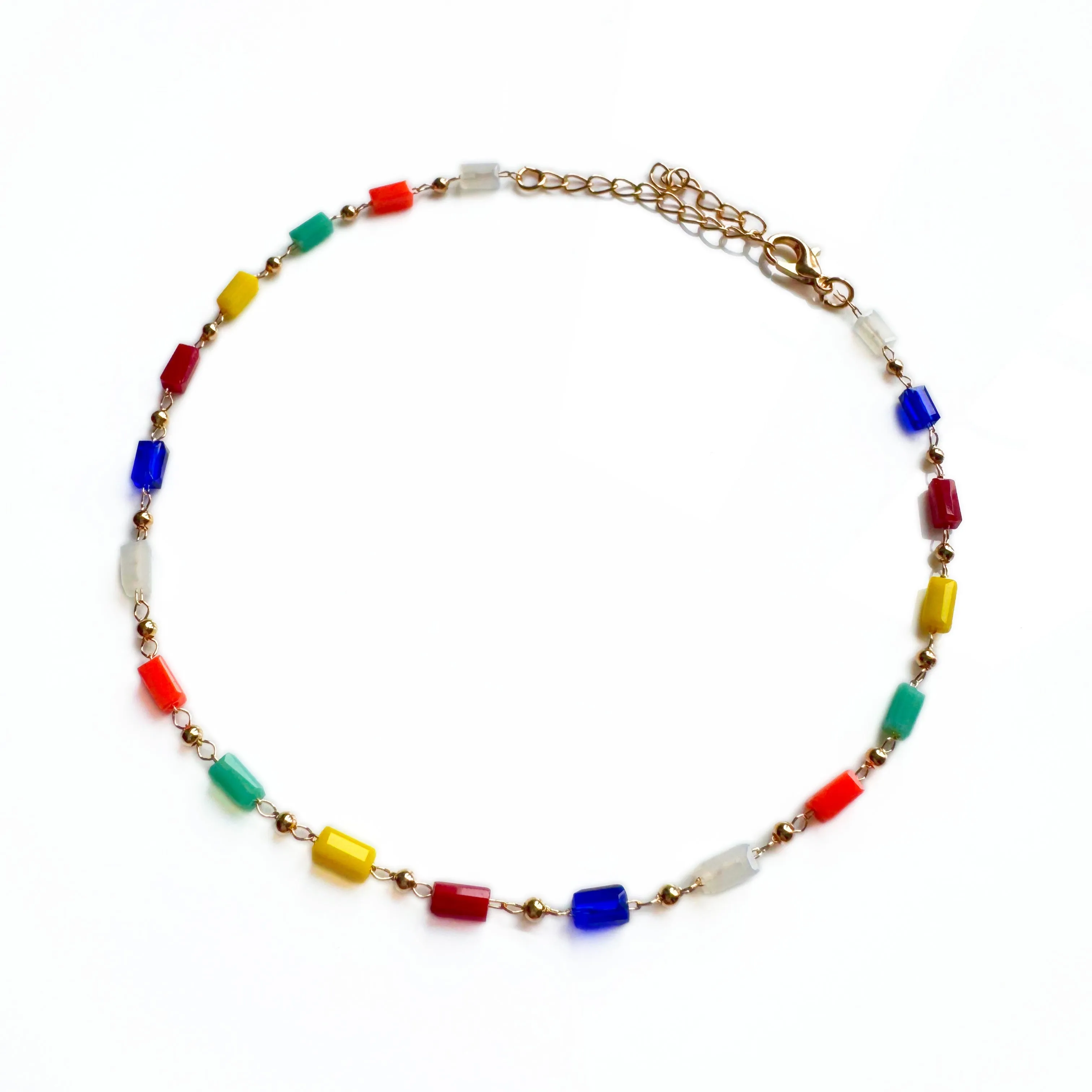 Maggie Rainbow Beaded Dainty Anklet sold by Luxe Tones
