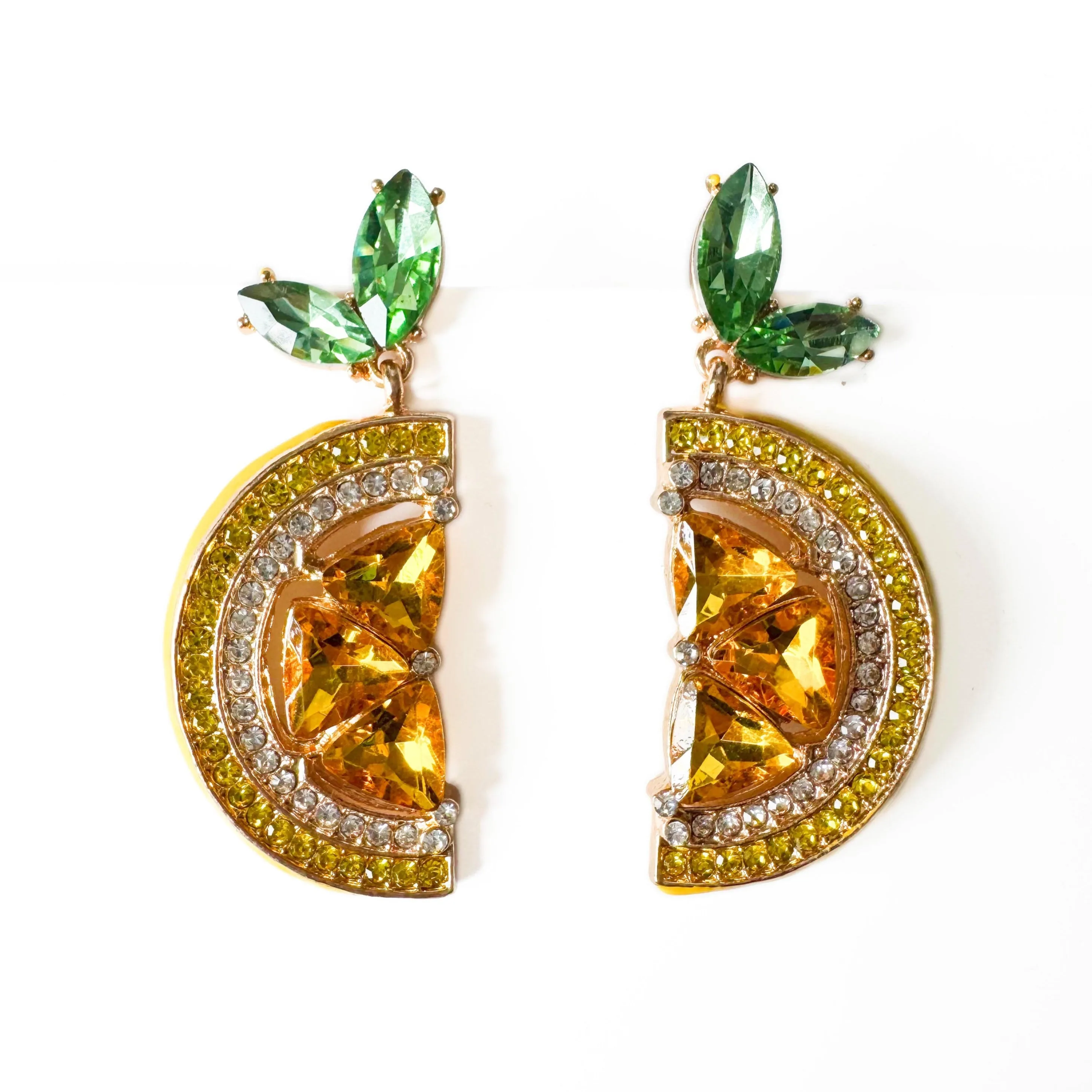 Anais Jewelled Bold Statement Lemon Slice Earrings sold by Luxe Tones