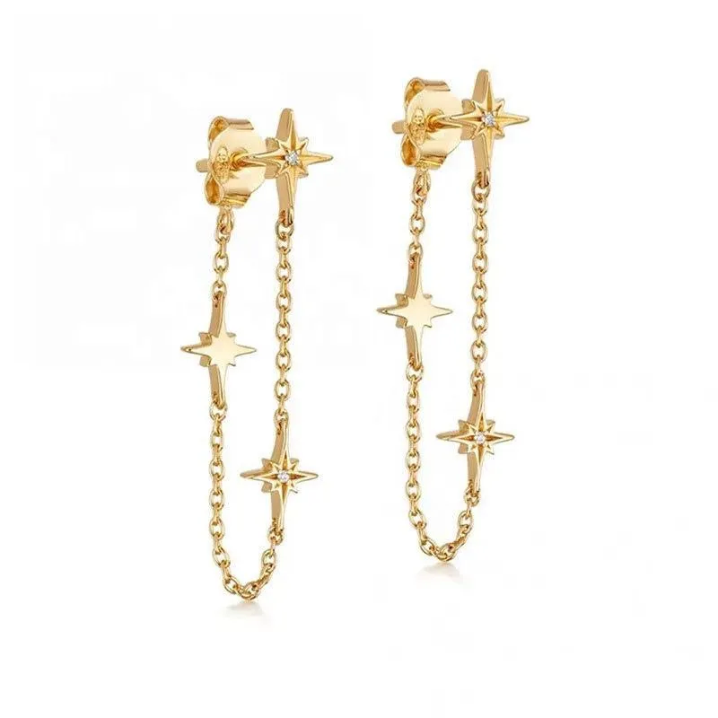 Astrella Luxe 18k Gold Plated Celestial Star Chain Loop Earrings sold by Luxe Tones