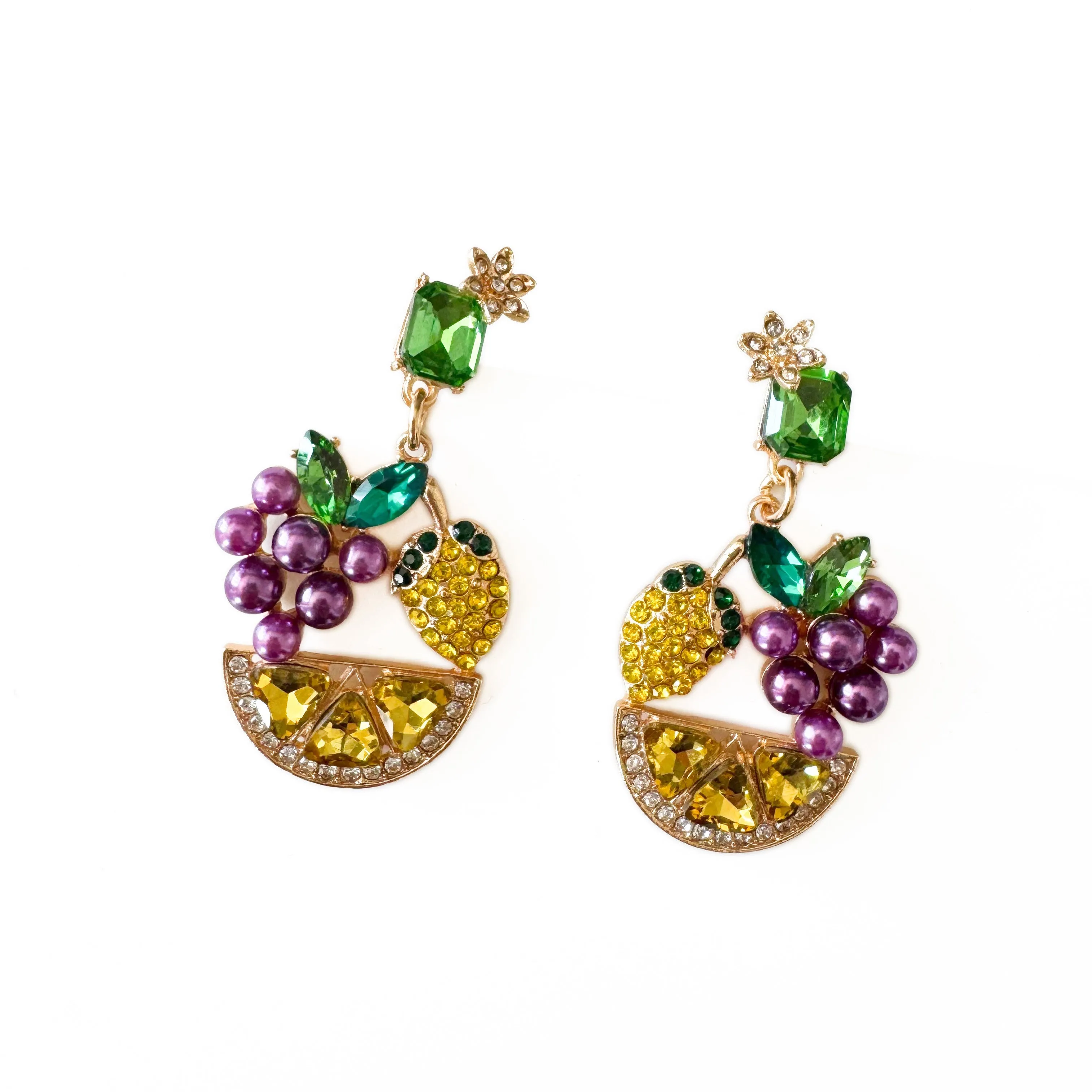 Valee Tropical Fruit Statement Crystal Drop Earrings sold by Luxe Tones product image thumbnail 2