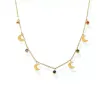 Delphine Luxe 18k Gold Plated Gold Crescent Moon & Gem Charm Necklace sold by Luxe Tones