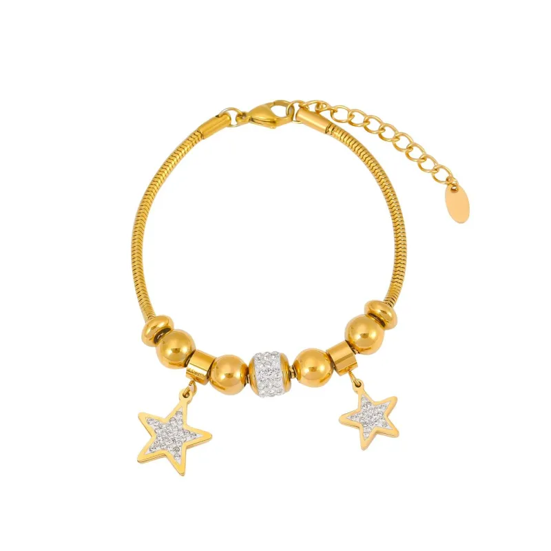 Stellina Luxe 18k Gold Plated Star Charm Celestial Bracelet sold by Luxe Tones