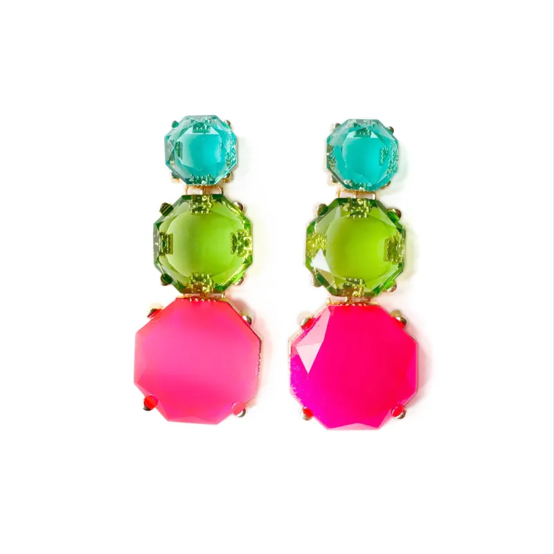 Nola Large Bold Colour Pop Statement Dangle Earrings sold by Luxe Tones