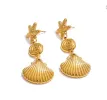 Marina Luxe 18k Gold Plated Shell Dangle Earrings sold by Luxe Tones