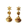 Marina Luxe 18k Gold Plated Shell Dangle Earrings sold by Luxe Tones