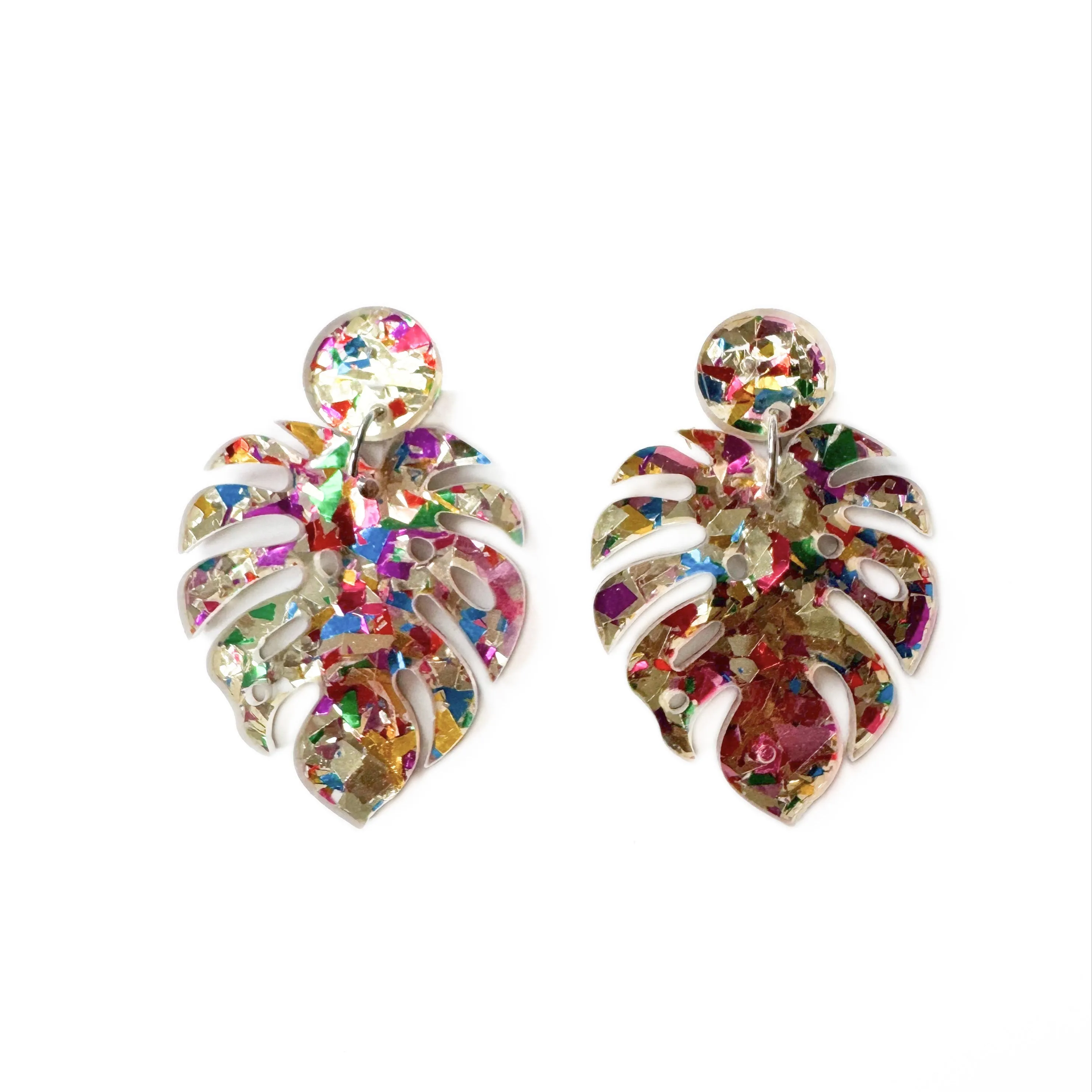 Tropica Monstera Leaf Acrylic Statement Earrings sold by Luxe Tones