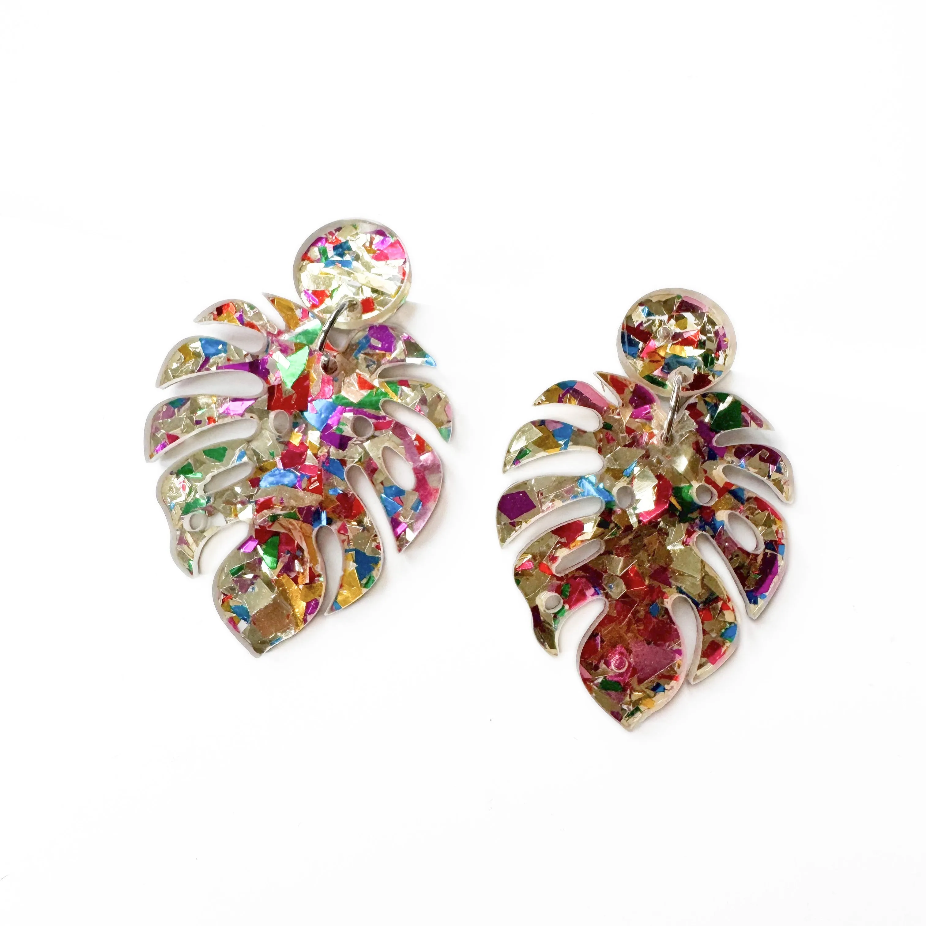 Tropica Monstera Leaf Acrylic Statement Earrings sold by Luxe Tones product image thumbnail 2