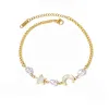 Celesta Luxe 18k Gold Plated Pearl Charm Celestial Anklet sold by Luxe Tones