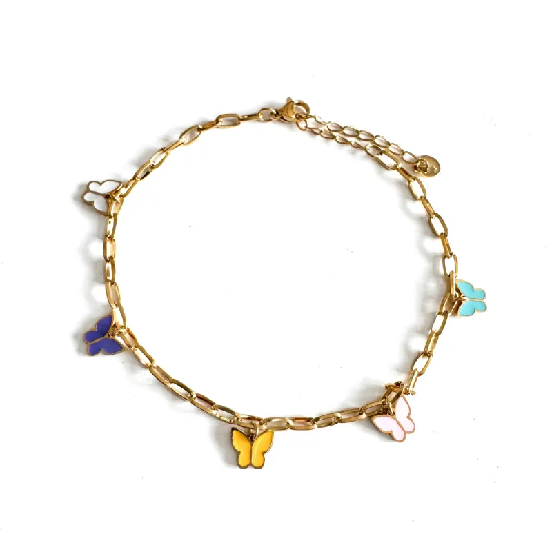Yareli Luxe 18k Gold Plated Butterfly Charm Anklet sold by Luxe Tones