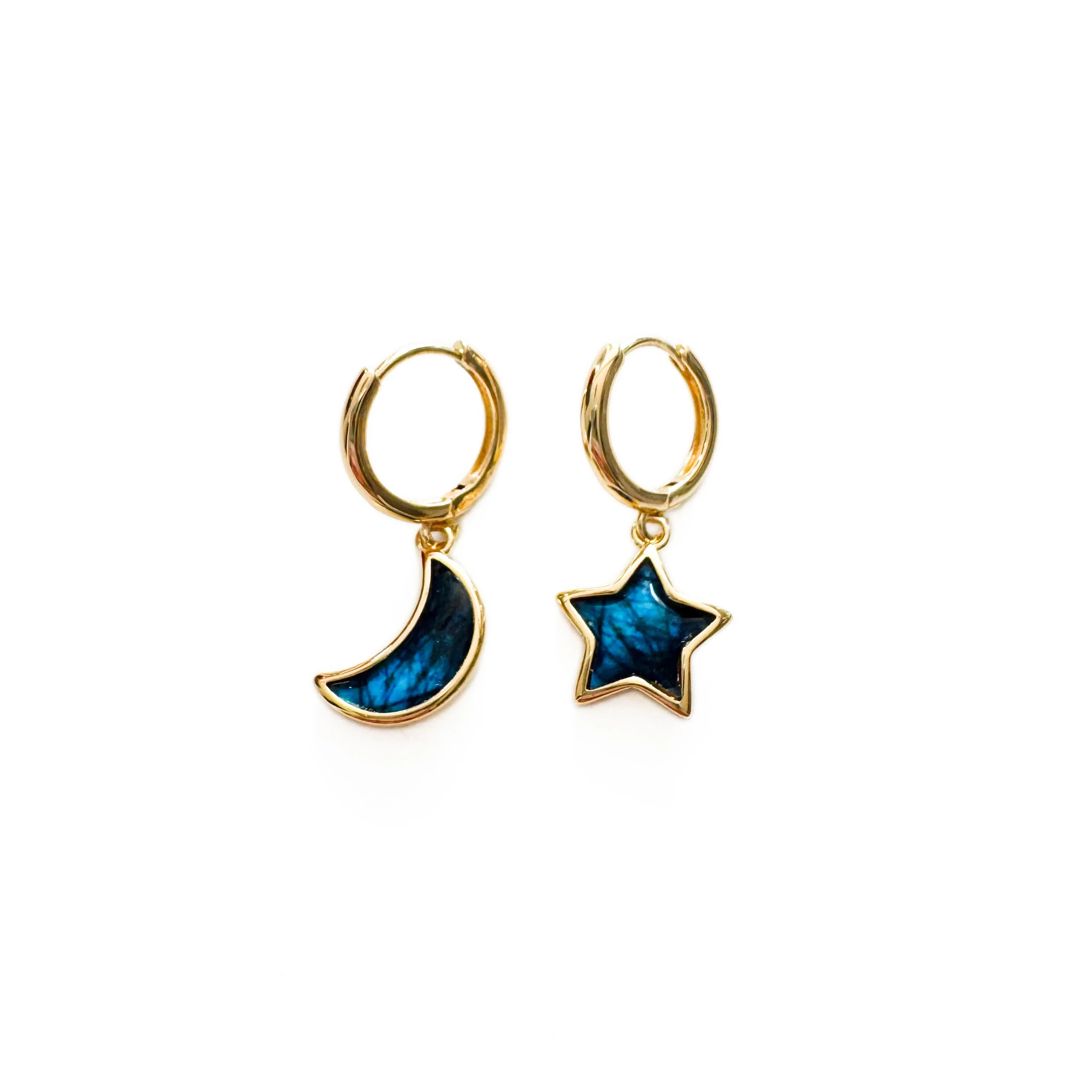 Maeve Mismatch Moon And Star Hoop Earrings sold by Luxe Tones product image thumbnail 2