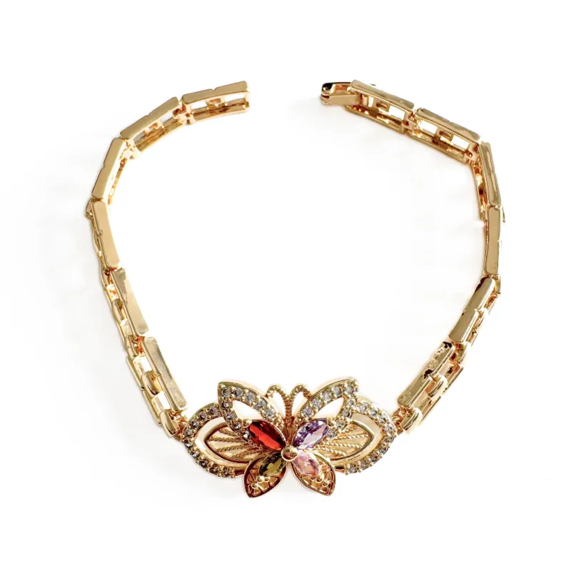 Millie Luxe Gold Plated Jewelled Statement Butterfly Bracelet sold by Luxe Tones