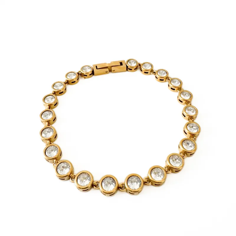 Novan Luxe 18k Gold Plated Crystal Tennis Bracelet sold by Luxe Tones