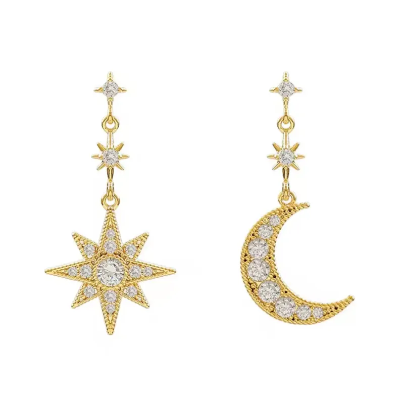 Estella Celestial Mismatched Moon and Star Earrings sold by Luxe Tones