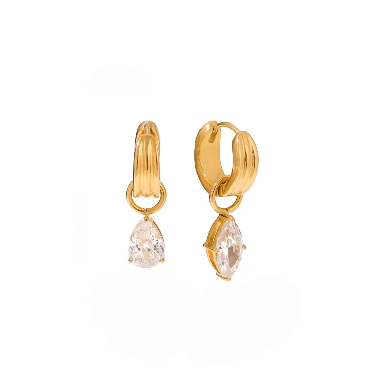 Aster Luxe 18k Gold Plated Mismatch Jewel Charm Earrings sold by Luxe Tones